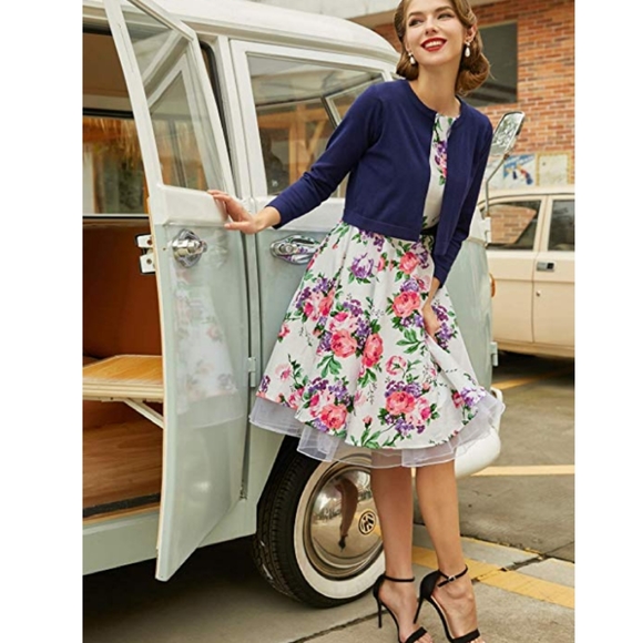 Floral circle skirt midi dress - Picture 2 of 11